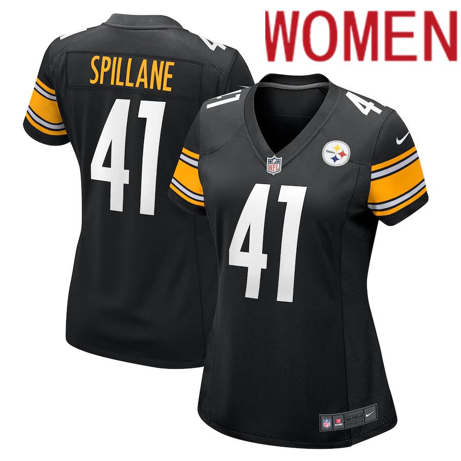 Women Pittsburgh Steelers #41 Robert Spillane Nike Black Game NFL Jersey->women nfl jersey->Women Jersey